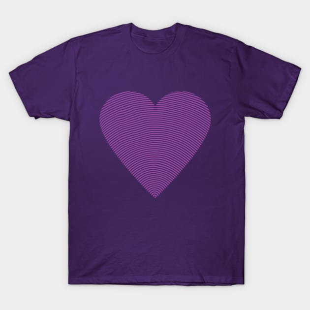 Stripes heart Art Design Purple T-Shirt by DragonXX